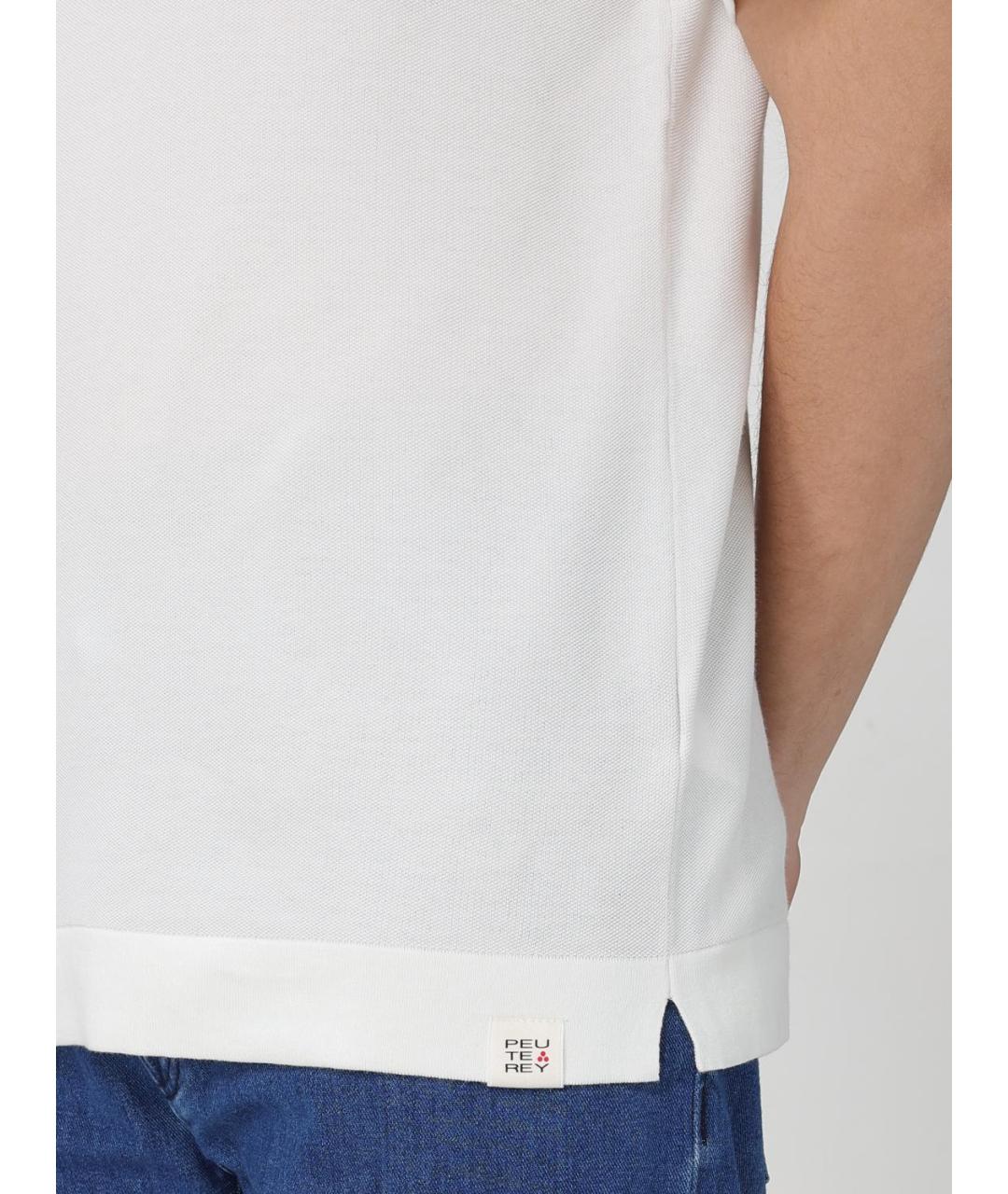 PEUTEREY Бежевое хлопковое поло с коротким рукавом, фото 3