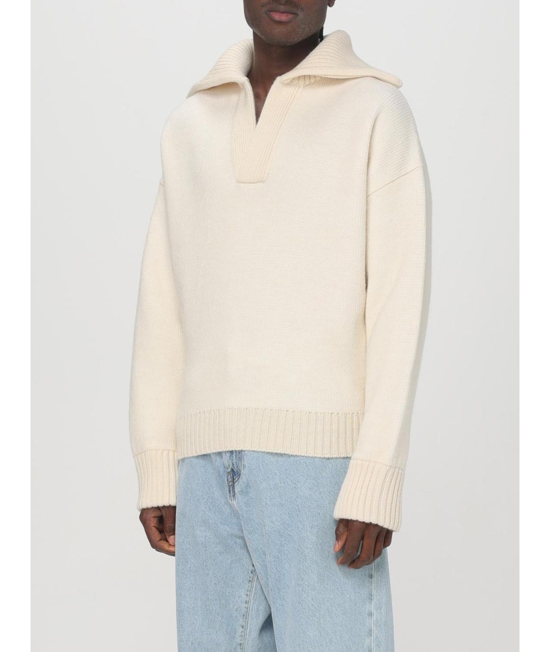 BOTTEGA VENETA Бежевый шерстяной джемпер / свитер, фото 4