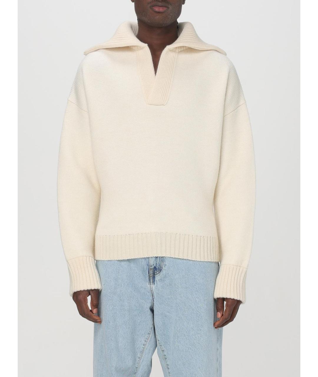 BOTTEGA VENETA Бежевый шерстяной джемпер / свитер, фото 6