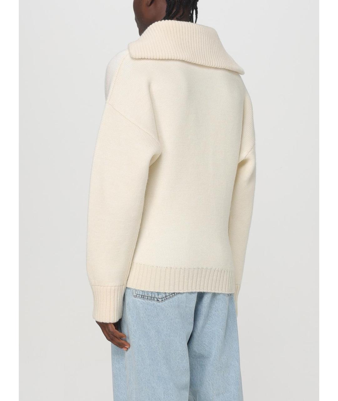 BOTTEGA VENETA Бежевый шерстяной джемпер / свитер, фото 3