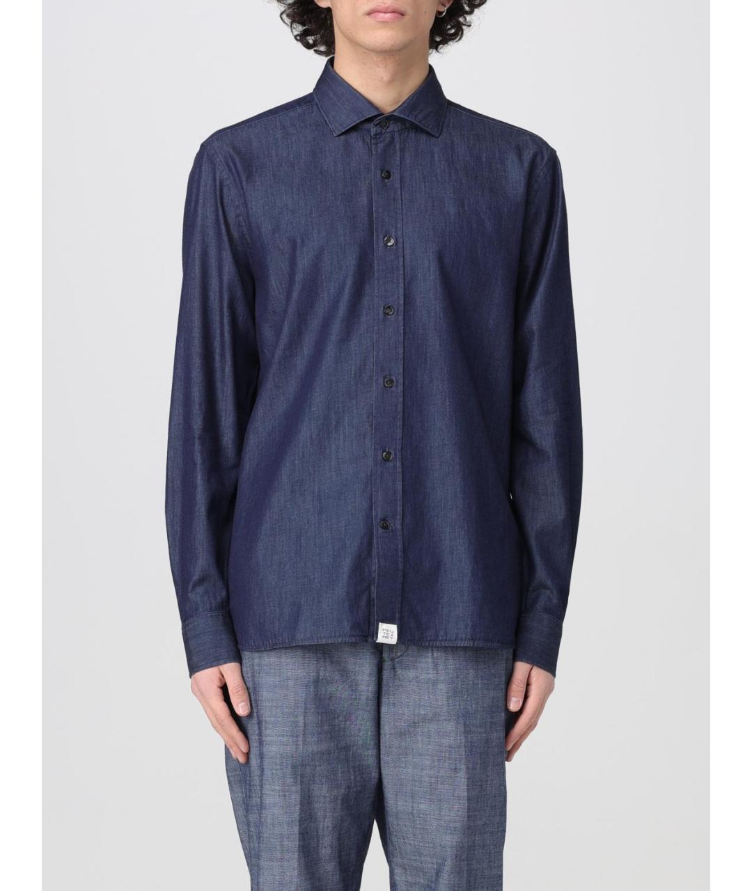 PEUTEREY Синяя хлопковая кэжуал рубашка, фото 4
