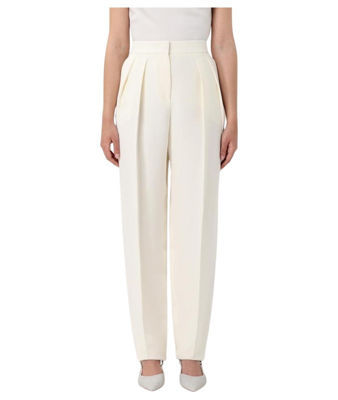 GIORGIO ARMANI Бежевые шелковые прямые брюки, фото 1