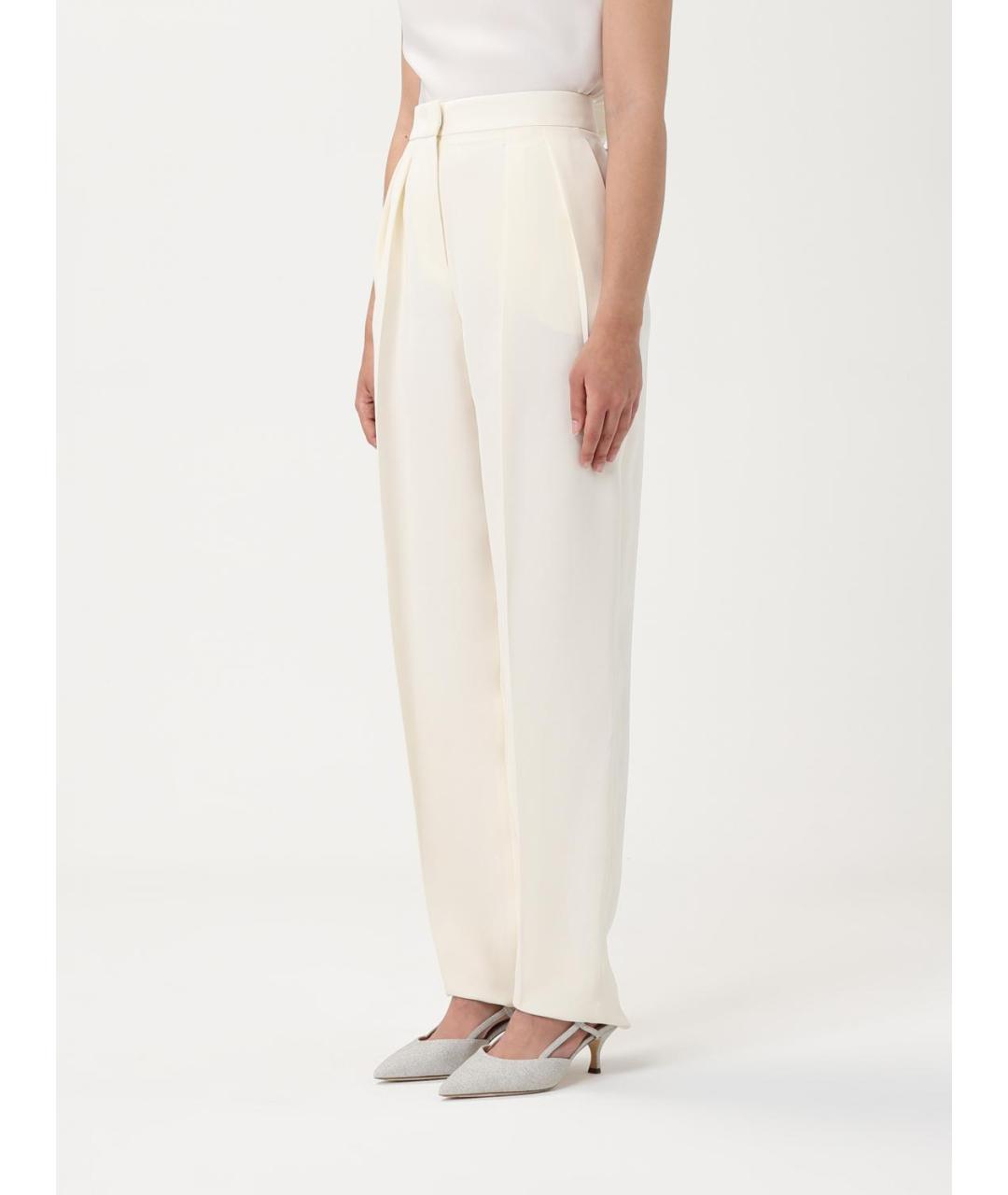 GIORGIO ARMANI Бежевые шелковые прямые брюки, фото 3