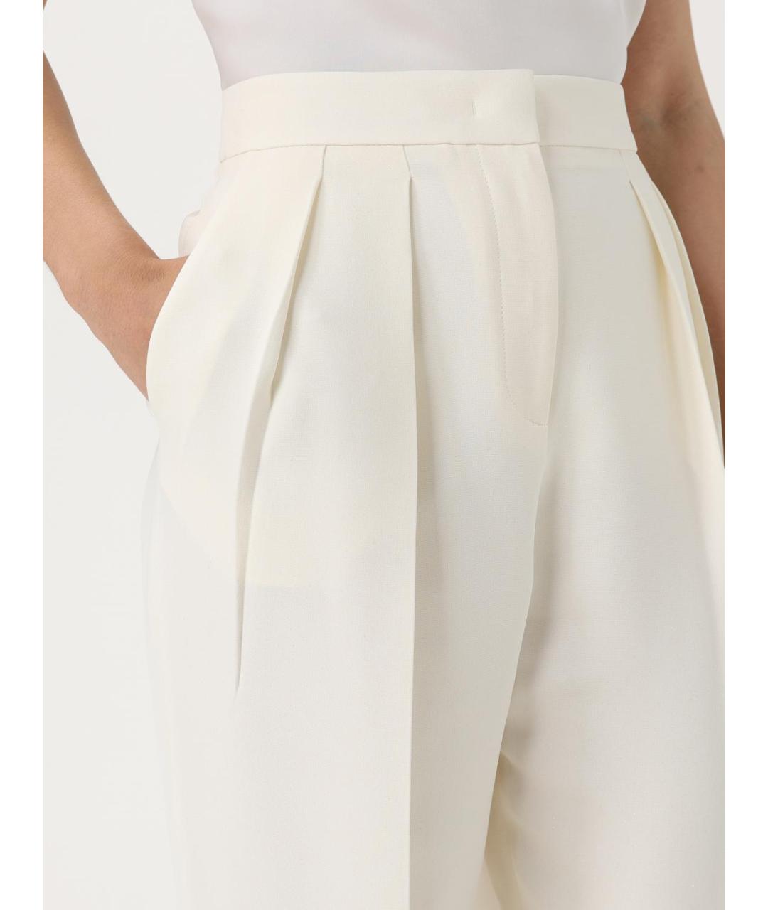 GIORGIO ARMANI Бежевые шелковые прямые брюки, фото 4