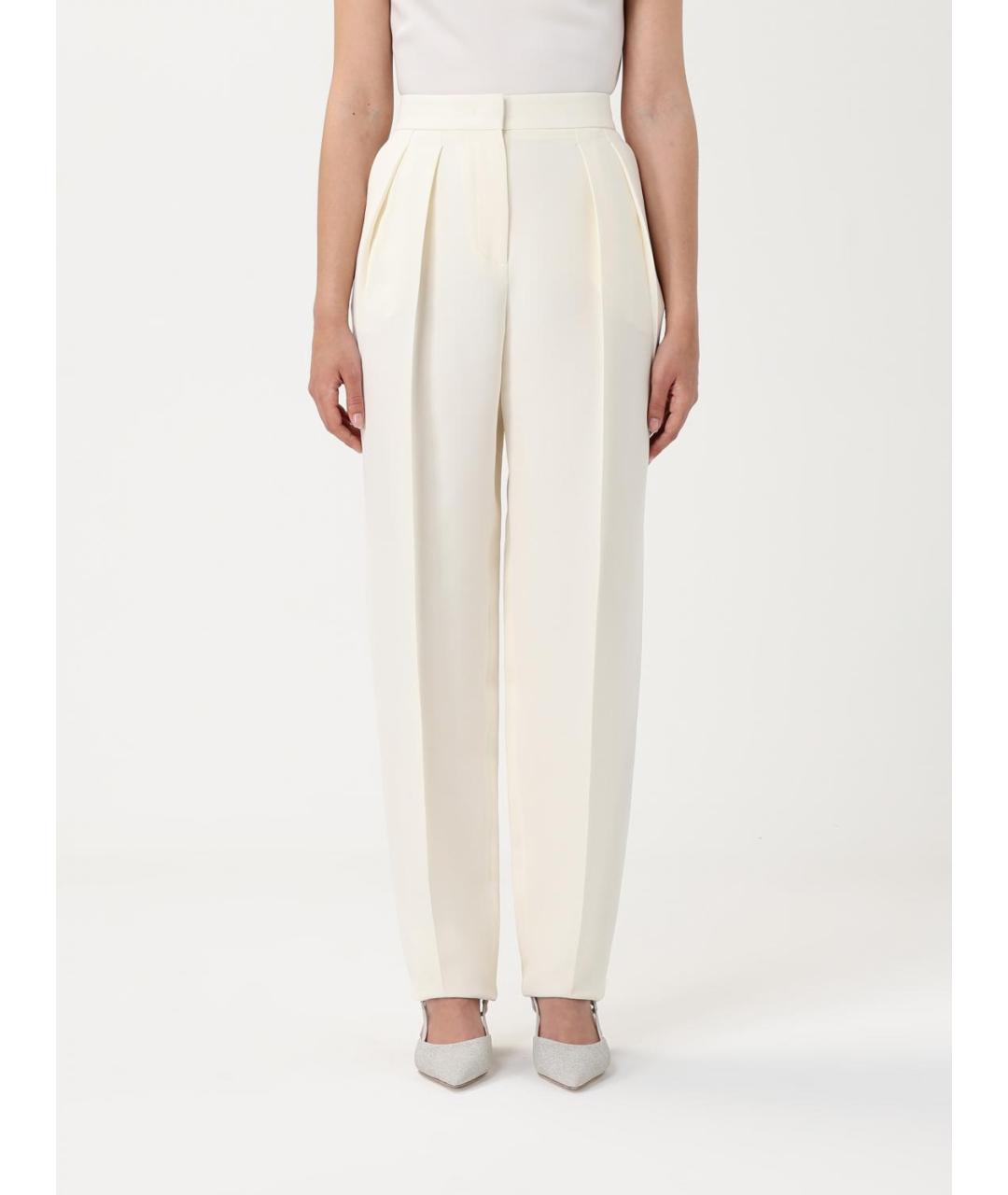 GIORGIO ARMANI Бежевые шелковые прямые брюки, фото 5