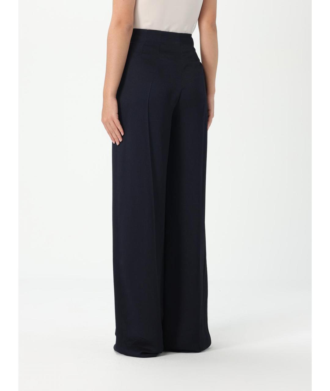 EMPORIO ARMANI Темно-синие вискозные прямые брюки, фото 3