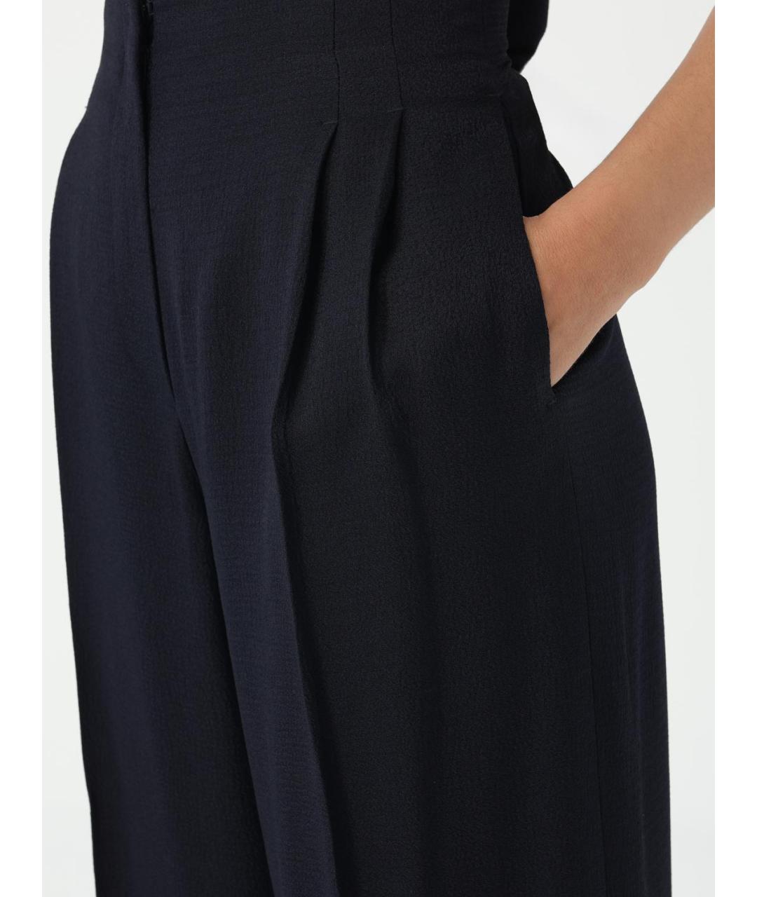 EMPORIO ARMANI Темно-синие вискозные прямые брюки, фото 4