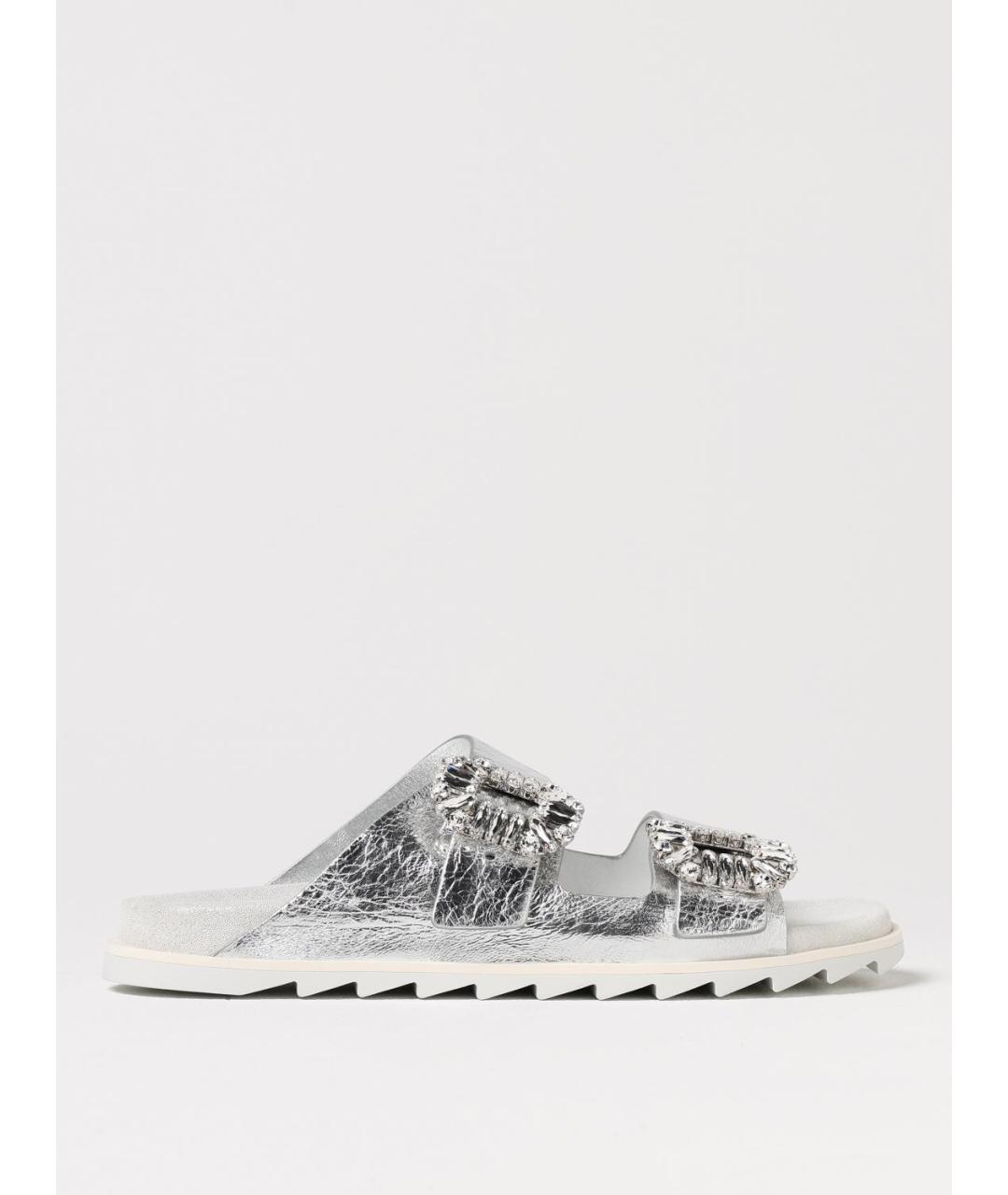 ROGER VIVIER Бежевые кожаные сандалии, фото 5