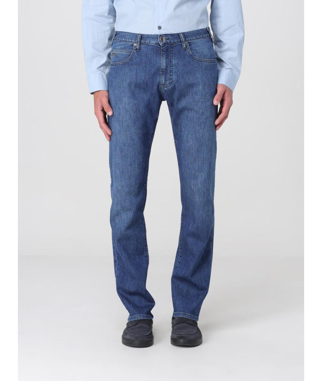 EMPORIO ARMANI Синие хлопковые джинсы скинни, фото 4