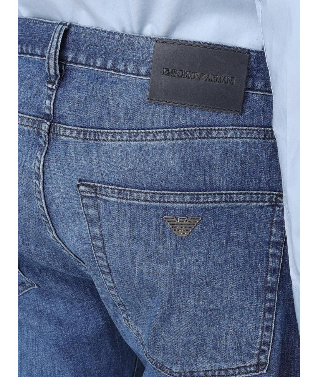 EMPORIO ARMANI Синие хлопковые джинсы скинни, фото 3
