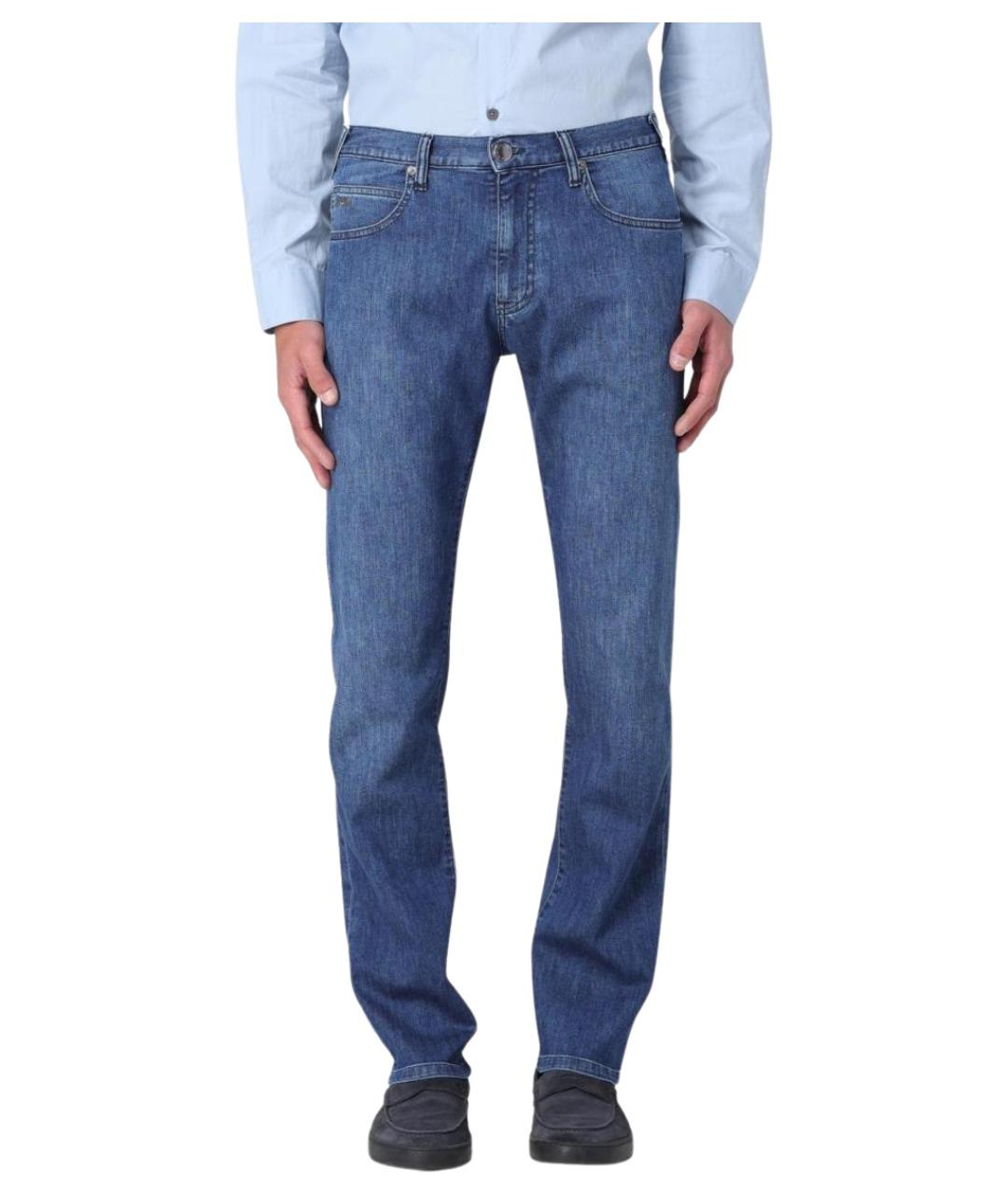 EMPORIO ARMANI Синие хлопковые джинсы скинни, фото 1