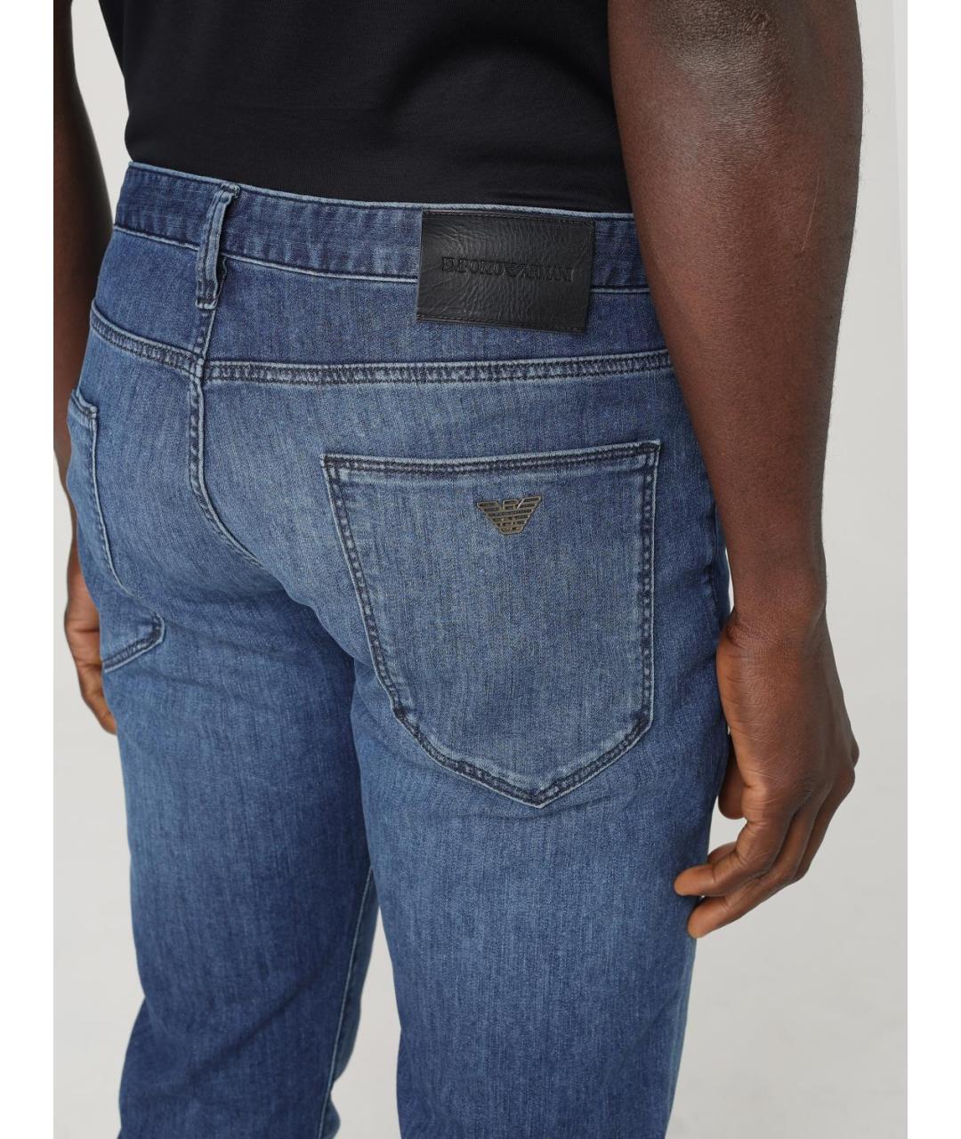 EMPORIO ARMANI Синие хлопковые джинсы скинни, фото 4