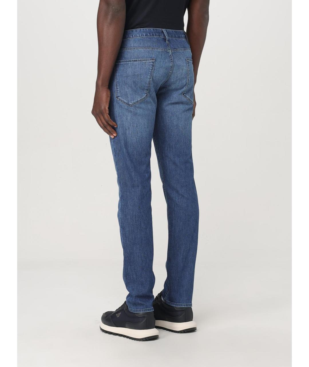 EMPORIO ARMANI Синие хлопковые джинсы скинни, фото 3