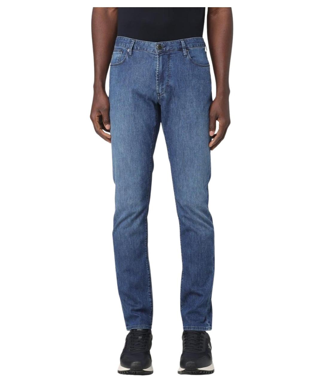 EMPORIO ARMANI Синие хлопковые джинсы скинни, фото 1