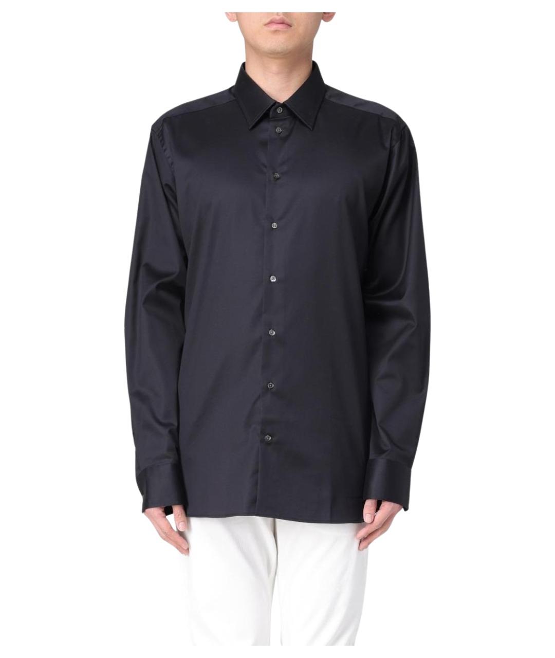 EMPORIO ARMANI Черная хлопковая классическая рубашка, фото 1