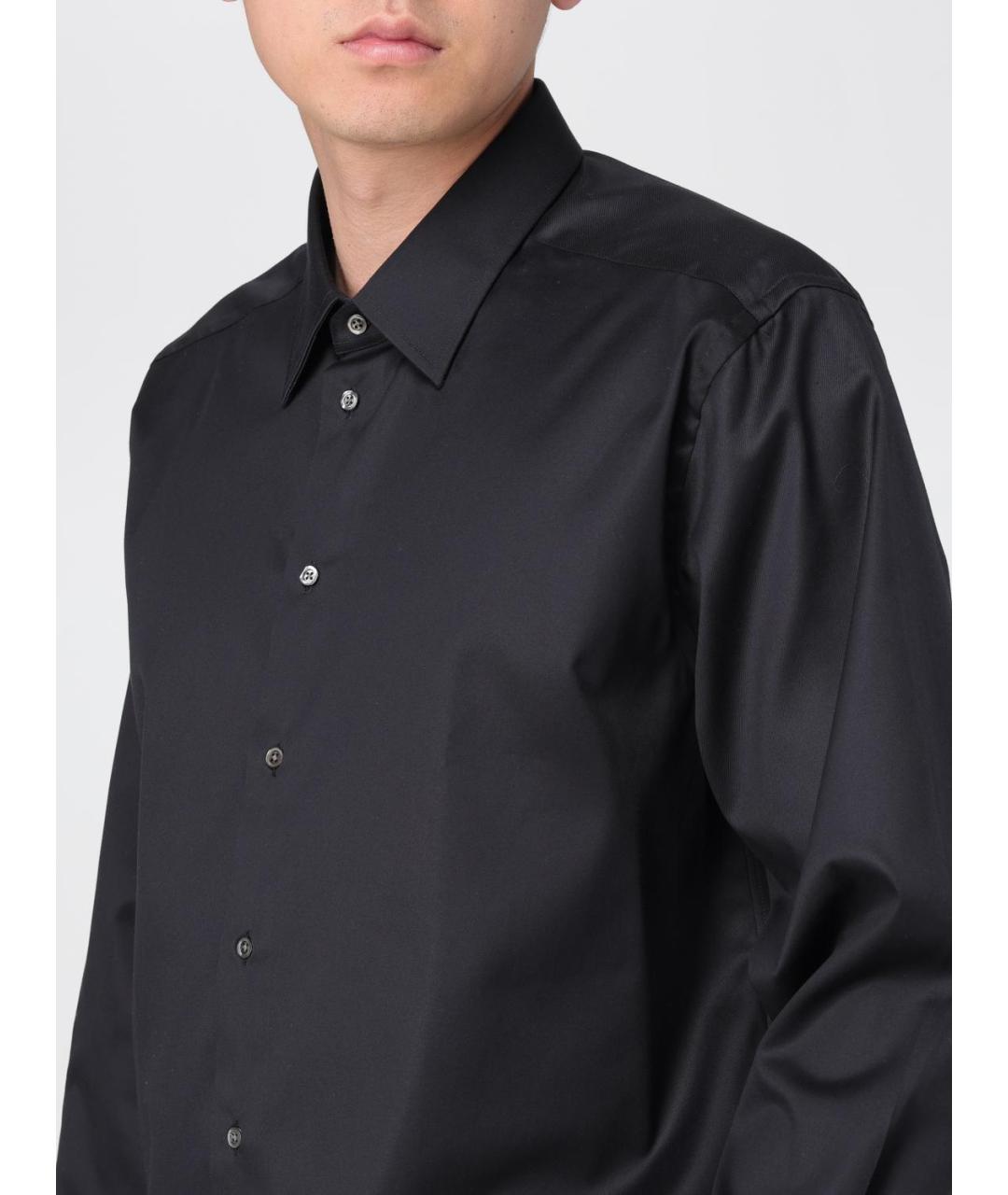 EMPORIO ARMANI Черная хлопковая классическая рубашка, фото 3