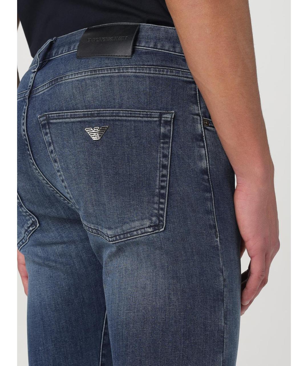 EMPORIO ARMANI Синие хлопковые джинсы скинни, фото 3