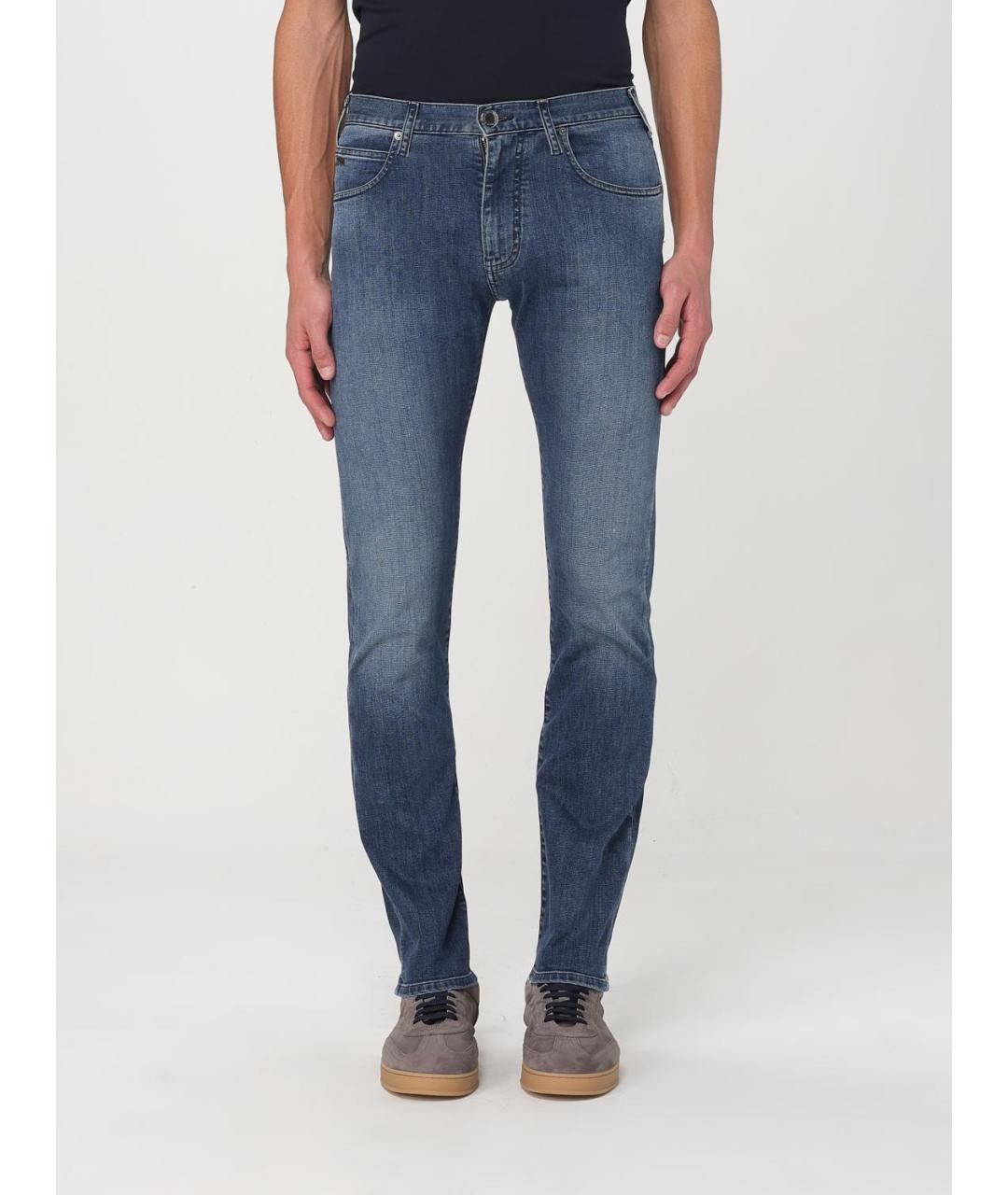 EMPORIO ARMANI Синие хлопковые джинсы скинни, фото 4
