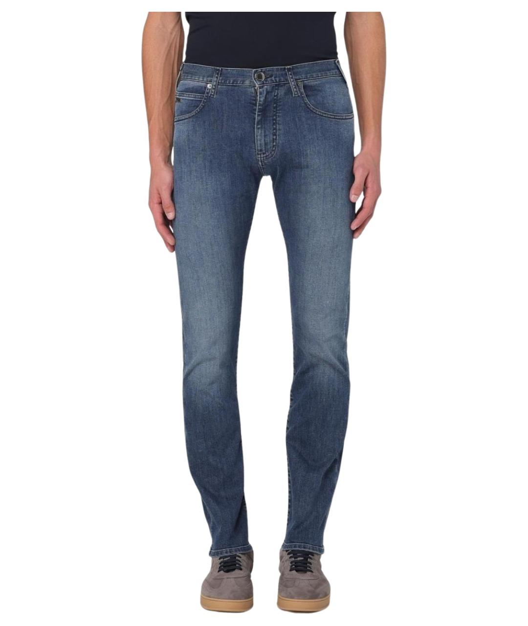 EMPORIO ARMANI Синие хлопковые джинсы скинни, фото 1