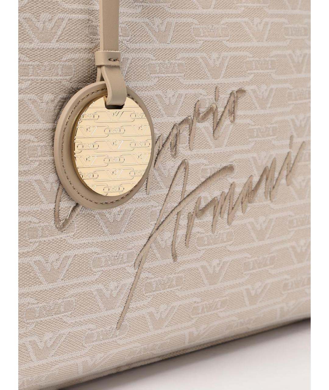 EMPORIO ARMANI Бежевая синтетическая сумка тоут, фото 3