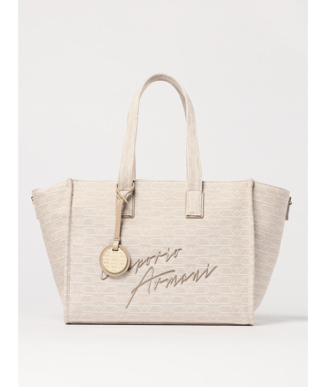 EMPORIO ARMANI Бежевая синтетическая сумка тоут, фото 4