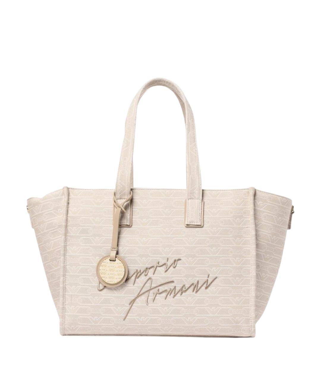 EMPORIO ARMANI Бежевая синтетическая сумка тоут, фото 1