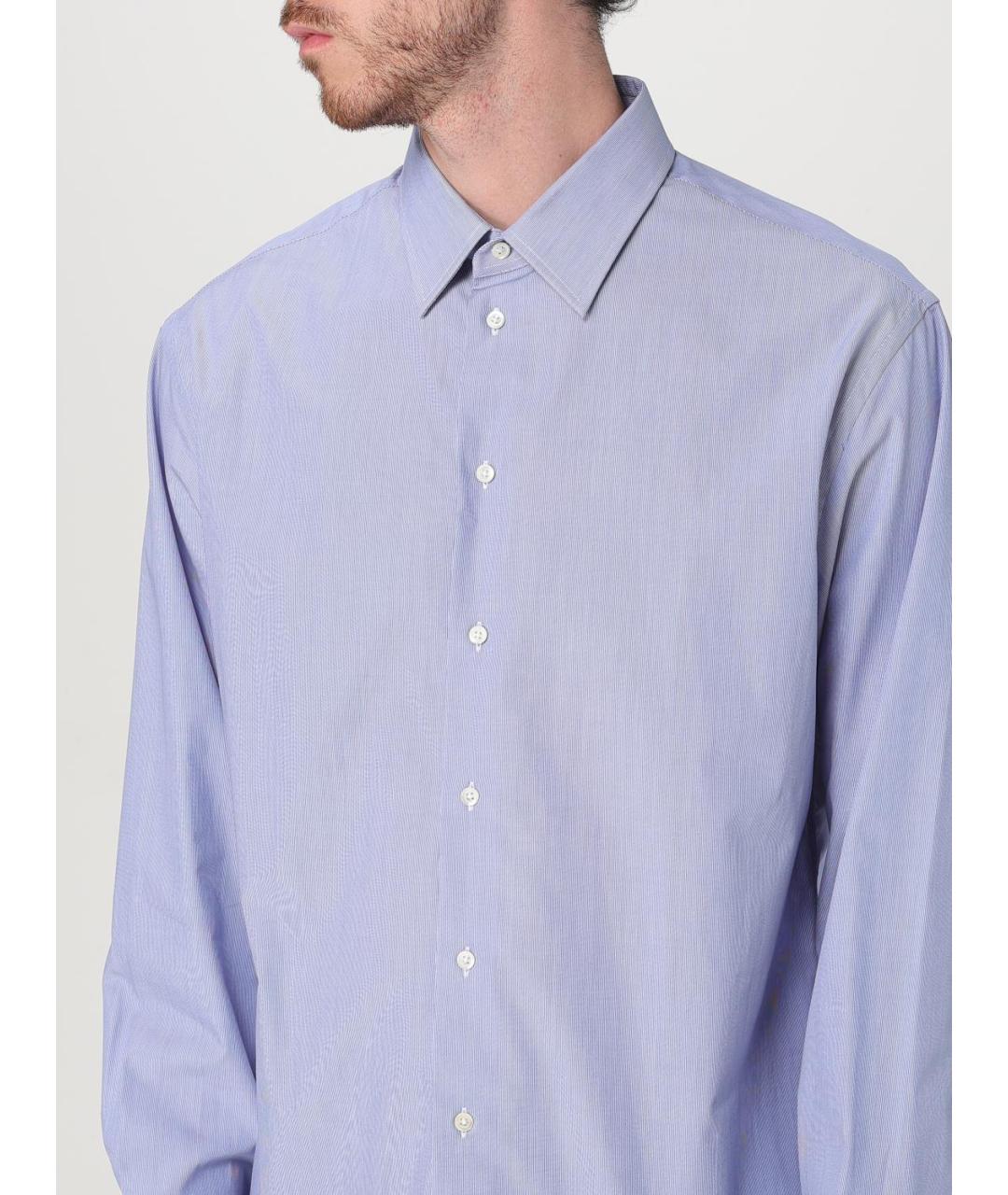 EMPORIO ARMANI Голубая хлопковая классическая рубашка, фото 3