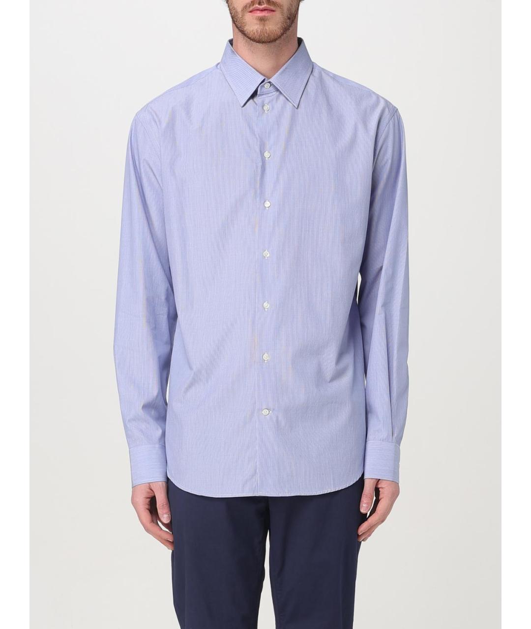 EMPORIO ARMANI Голубая хлопковая классическая рубашка, фото 4