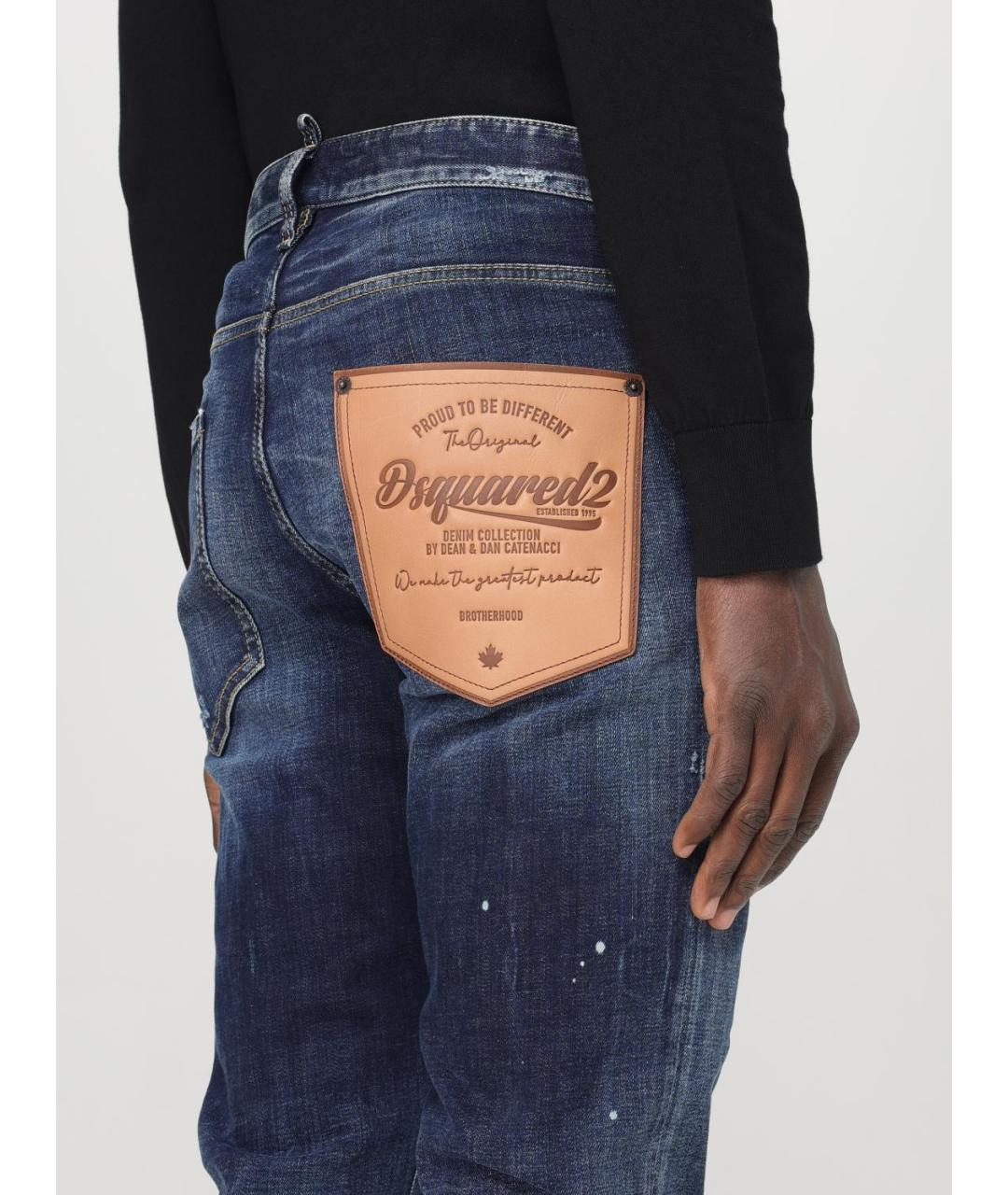 DSQUARED2 Синие хлопко-эластановые джинсы скинни, фото 4