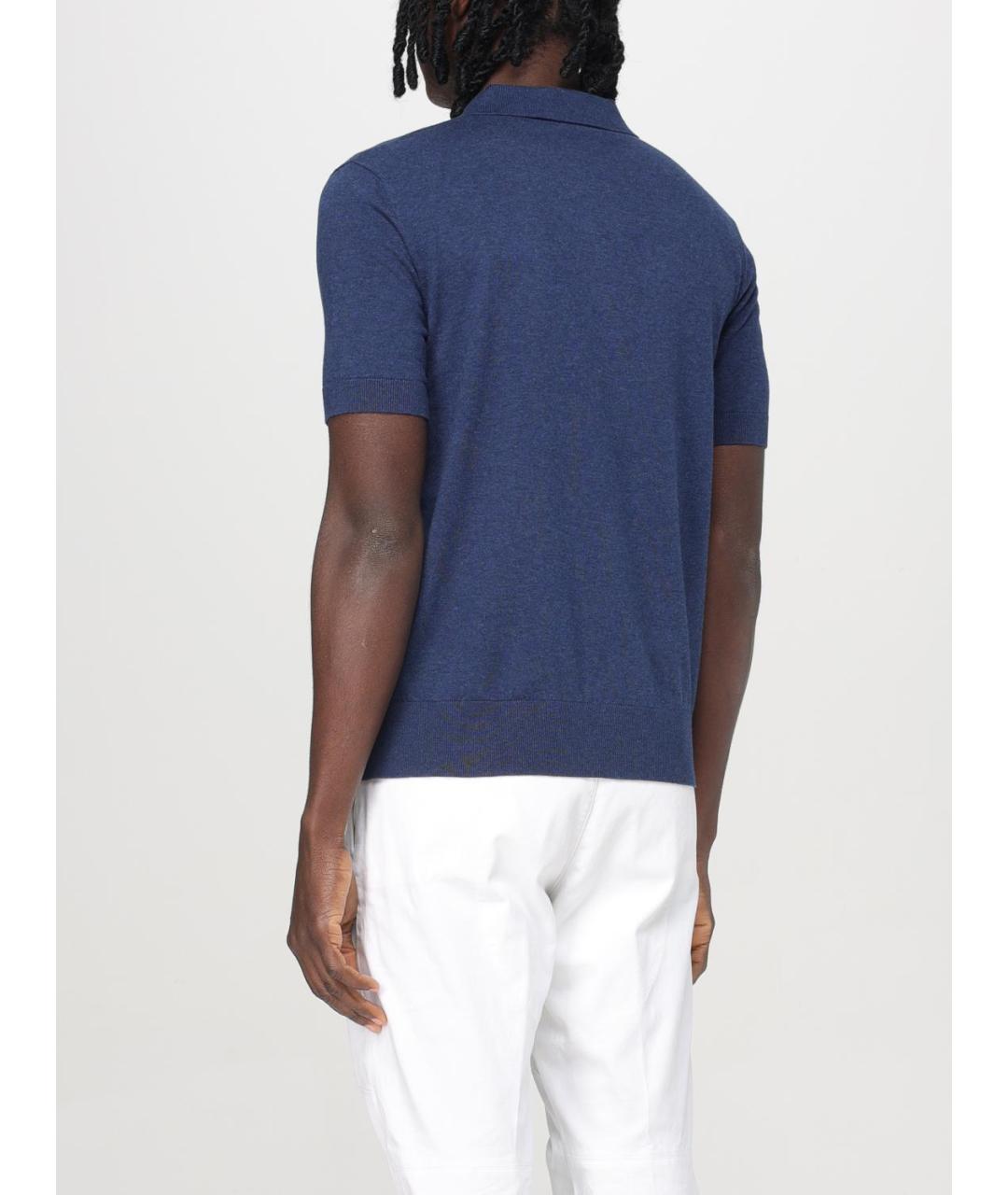 DSQUARED2 Синее хлопковое поло с коротким рукавом, фото 3