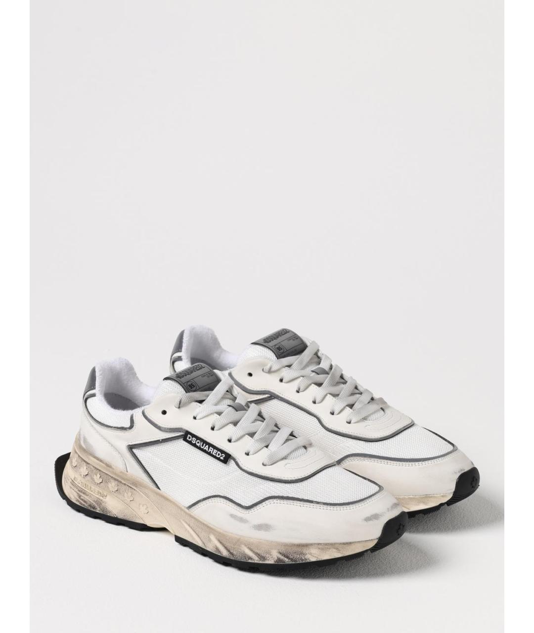 DSQUARED2 Белые текстильные низкие кроссовки / кеды, фото 2