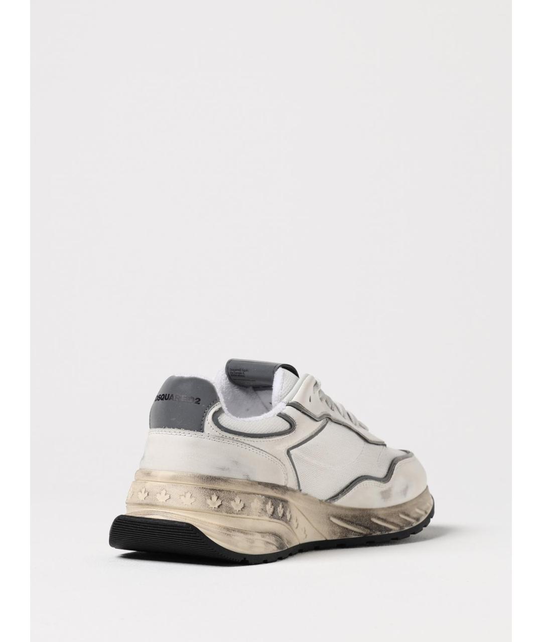 DSQUARED2 Белые текстильные низкие кроссовки / кеды, фото 3