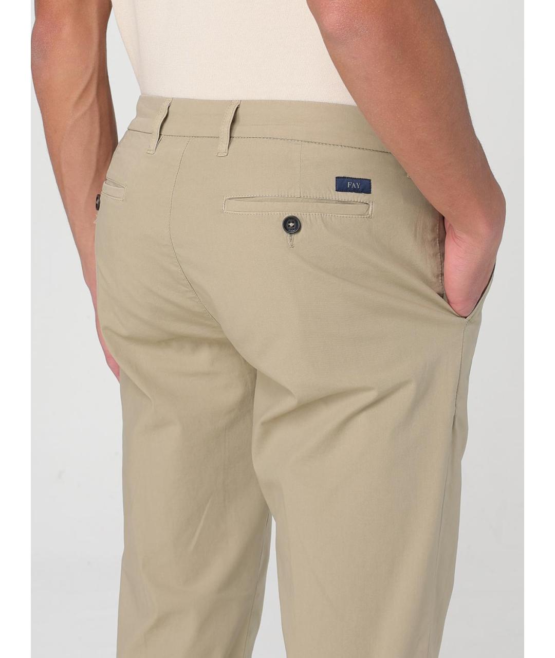 FAY Бежевые хлопковые брюки чинос, фото 3