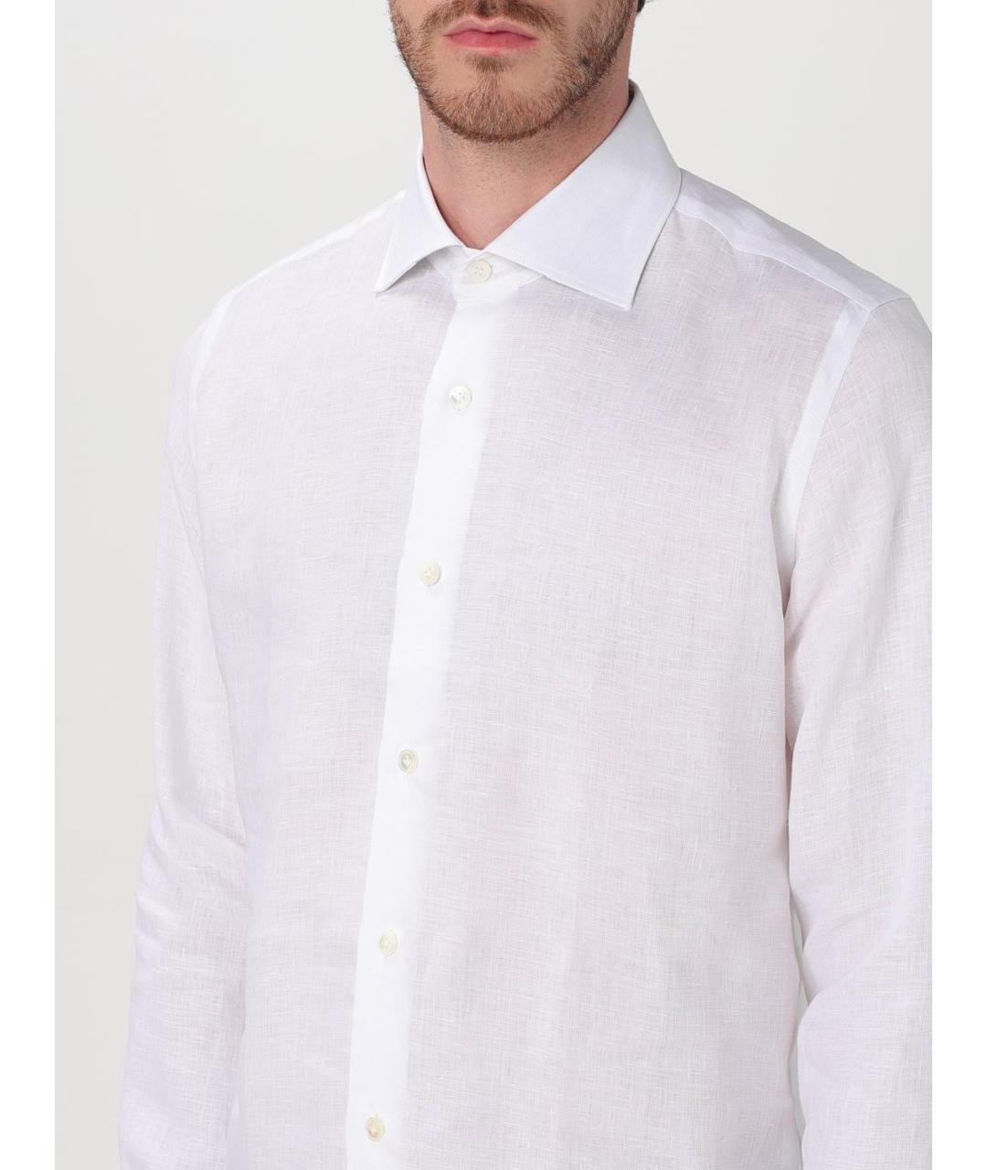 ELEVENTY Белая льняная кэжуал рубашка, фото 3