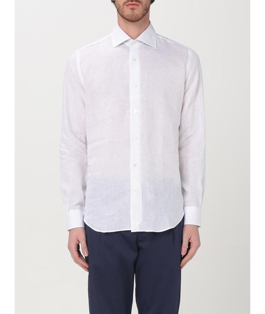 ELEVENTY Белая льняная кэжуал рубашка, фото 4