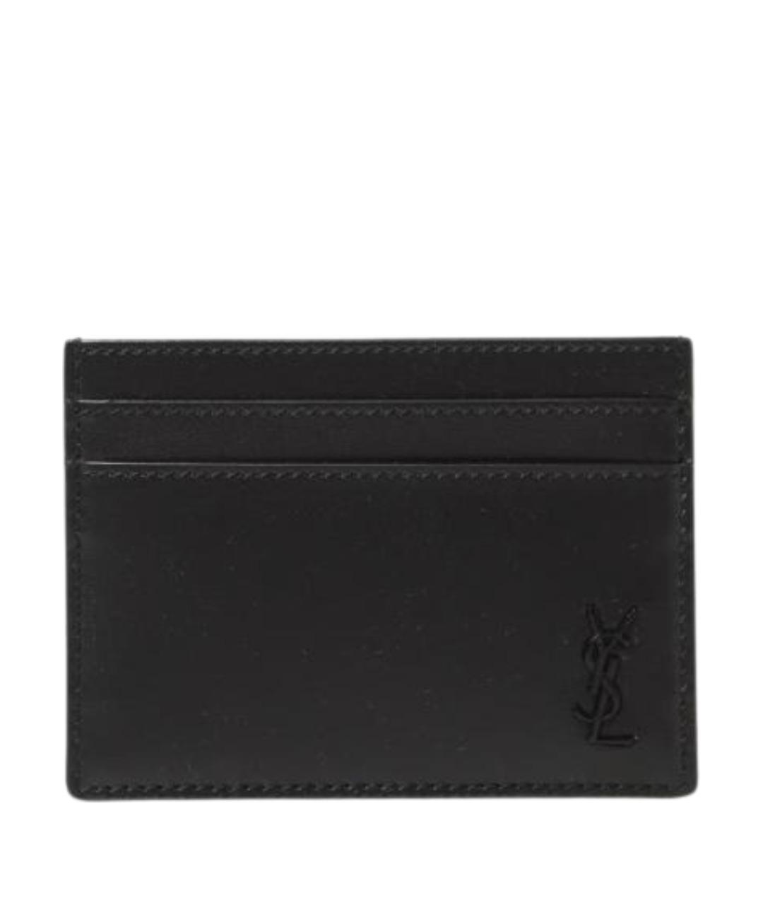 SAINT LAURENT Черный кожаный кардхолдер, фото 1