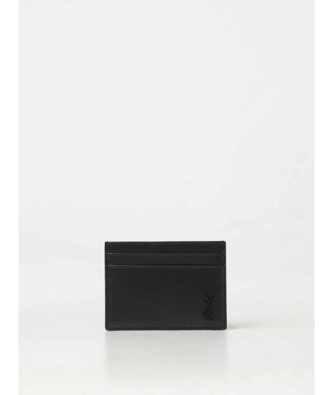 SAINT LAURENT Черный кожаный кардхолдер, фото 3