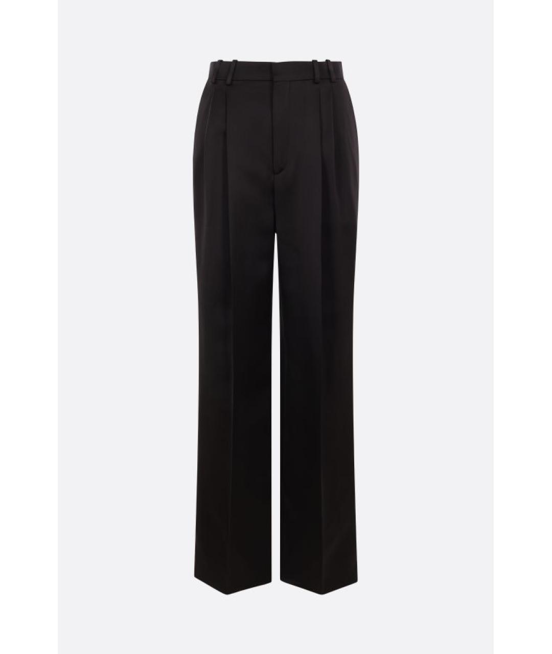 SAINT LAURENT Черные шелковые прямые брюки, фото 7