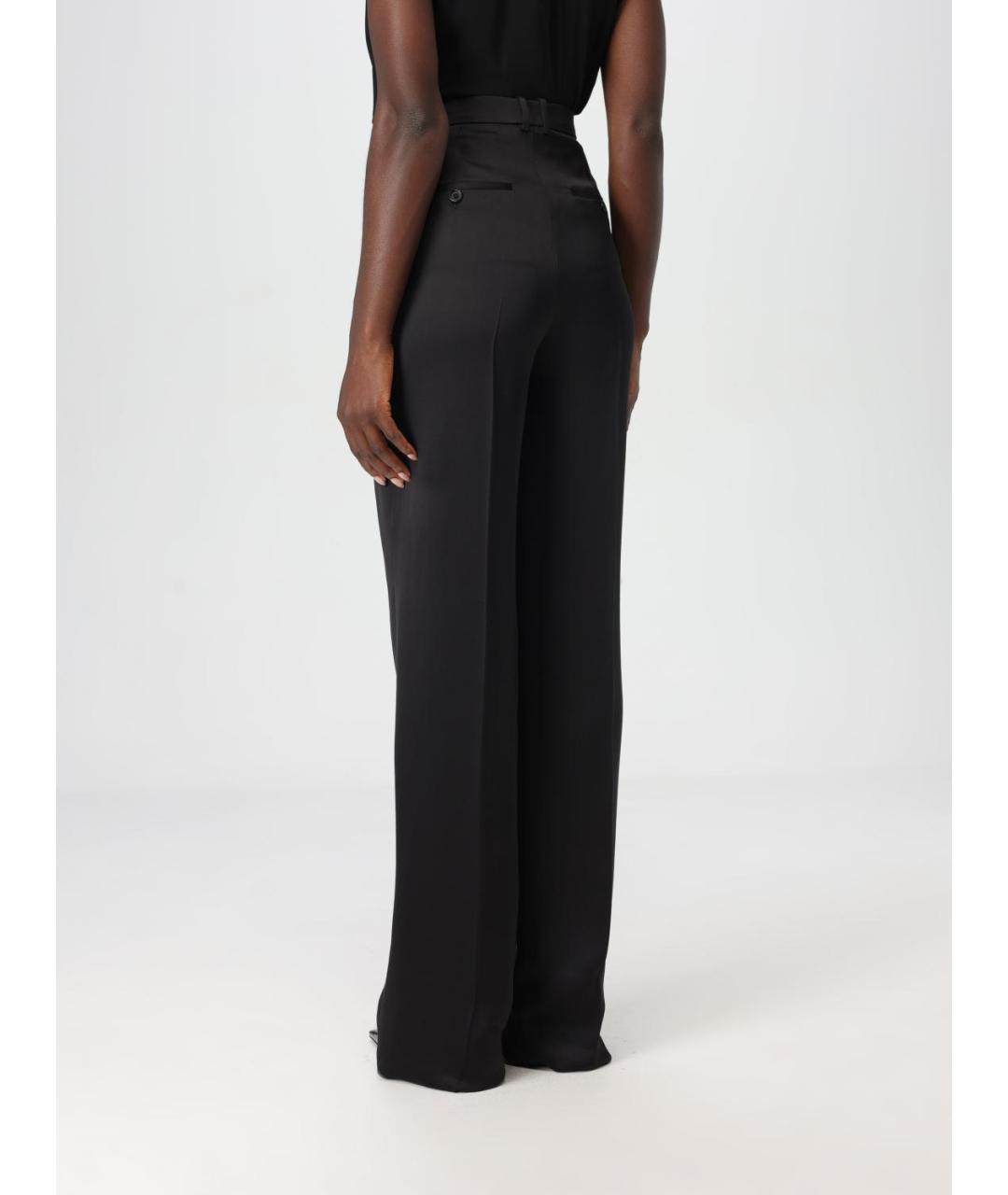 SAINT LAURENT Черные шелковые прямые брюки, фото 4