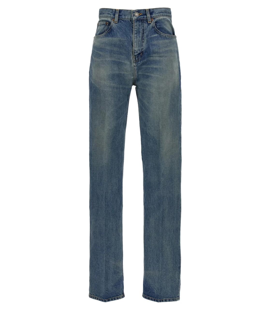 SAINT LAURENT Голубые хлопковые прямые джинсы, фото 1
