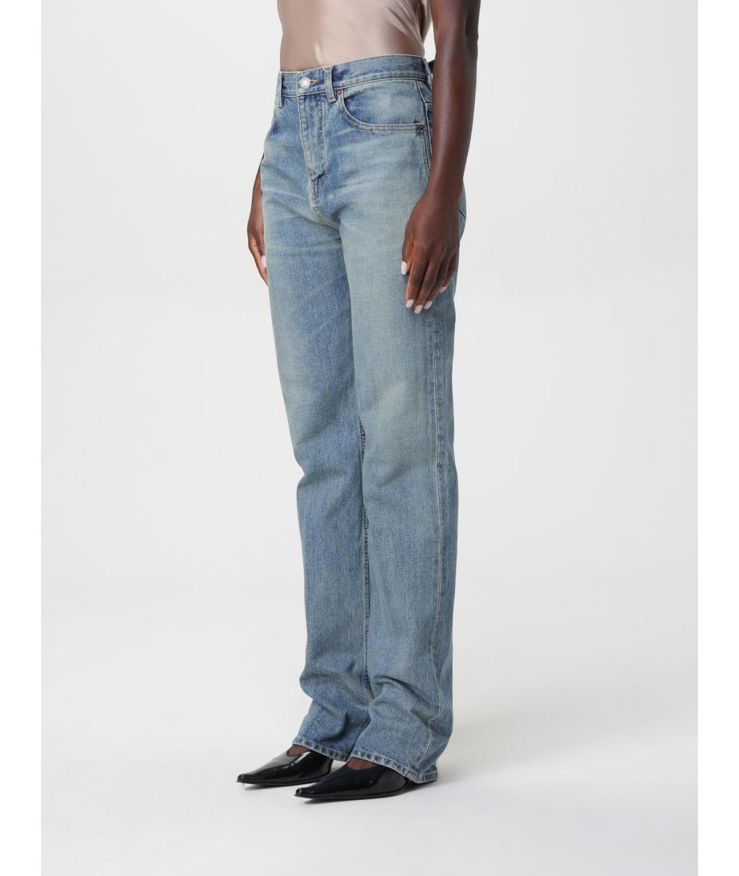 SAINT LAURENT Голубые хлопковые прямые джинсы, фото 5