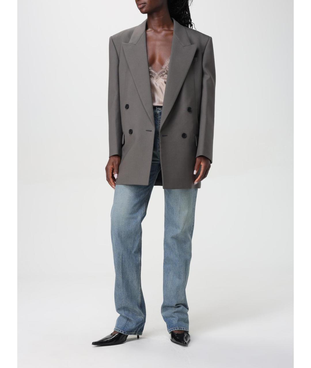 SAINT LAURENT Голубые хлопковые прямые джинсы, фото 3