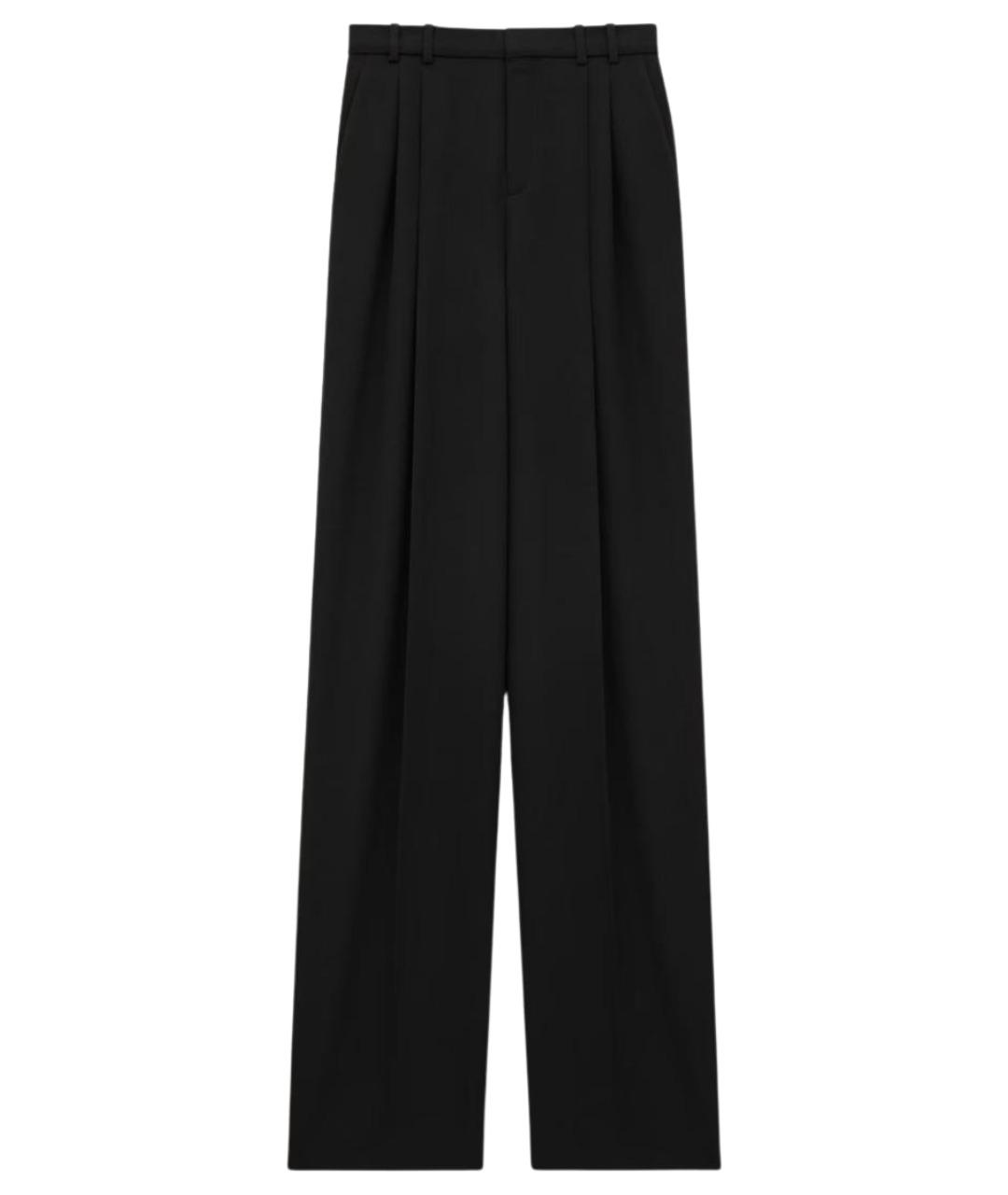 SAINT LAURENT Черные шерстяные прямые брюки, фото 1