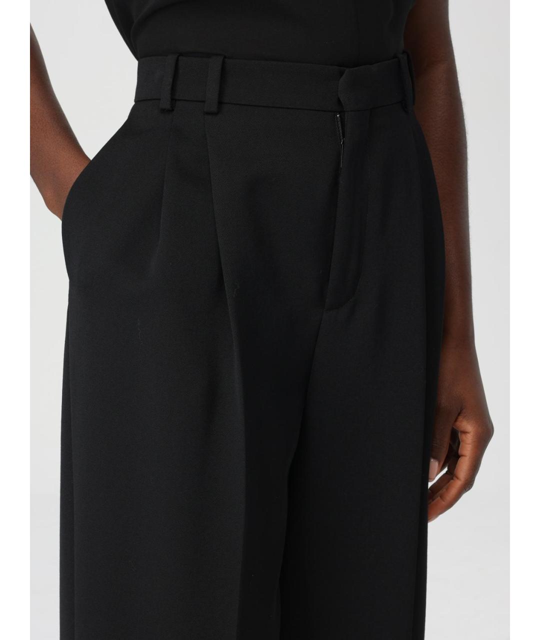 SAINT LAURENT Черные шерстяные прямые брюки, фото 6