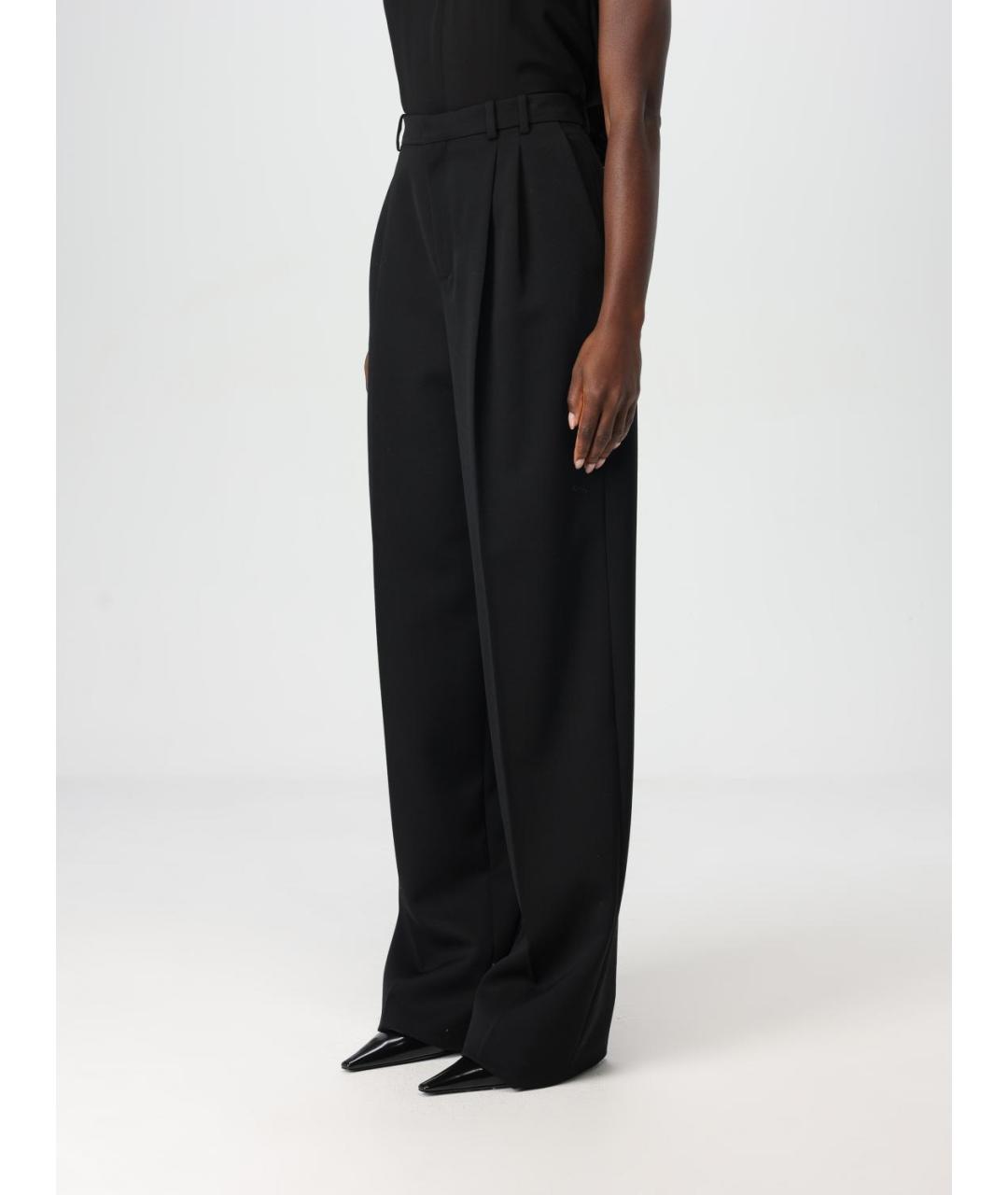 SAINT LAURENT Черные шерстяные прямые брюки, фото 5