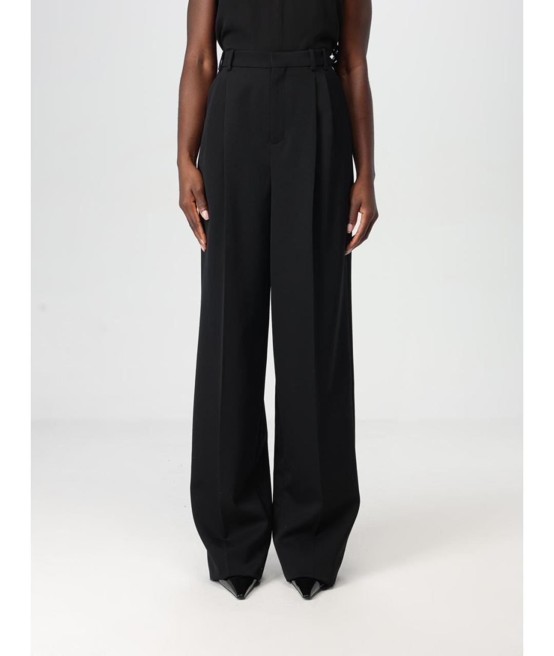 SAINT LAURENT Черные шерстяные прямые брюки, фото 2