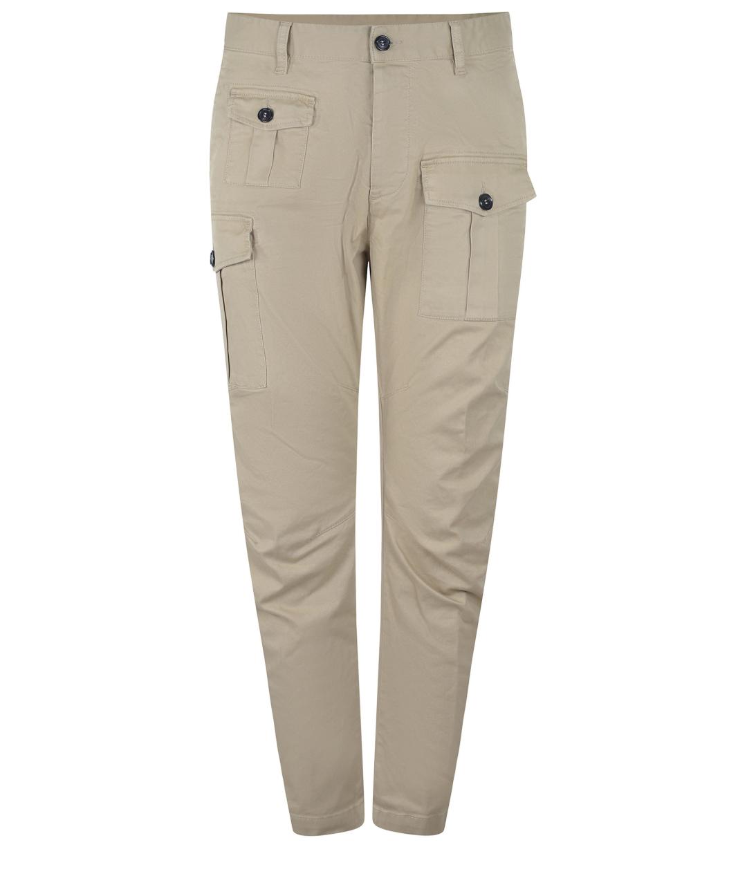 DSQUARED2 Бежевые хлопковые повседневные брюки, фото 1