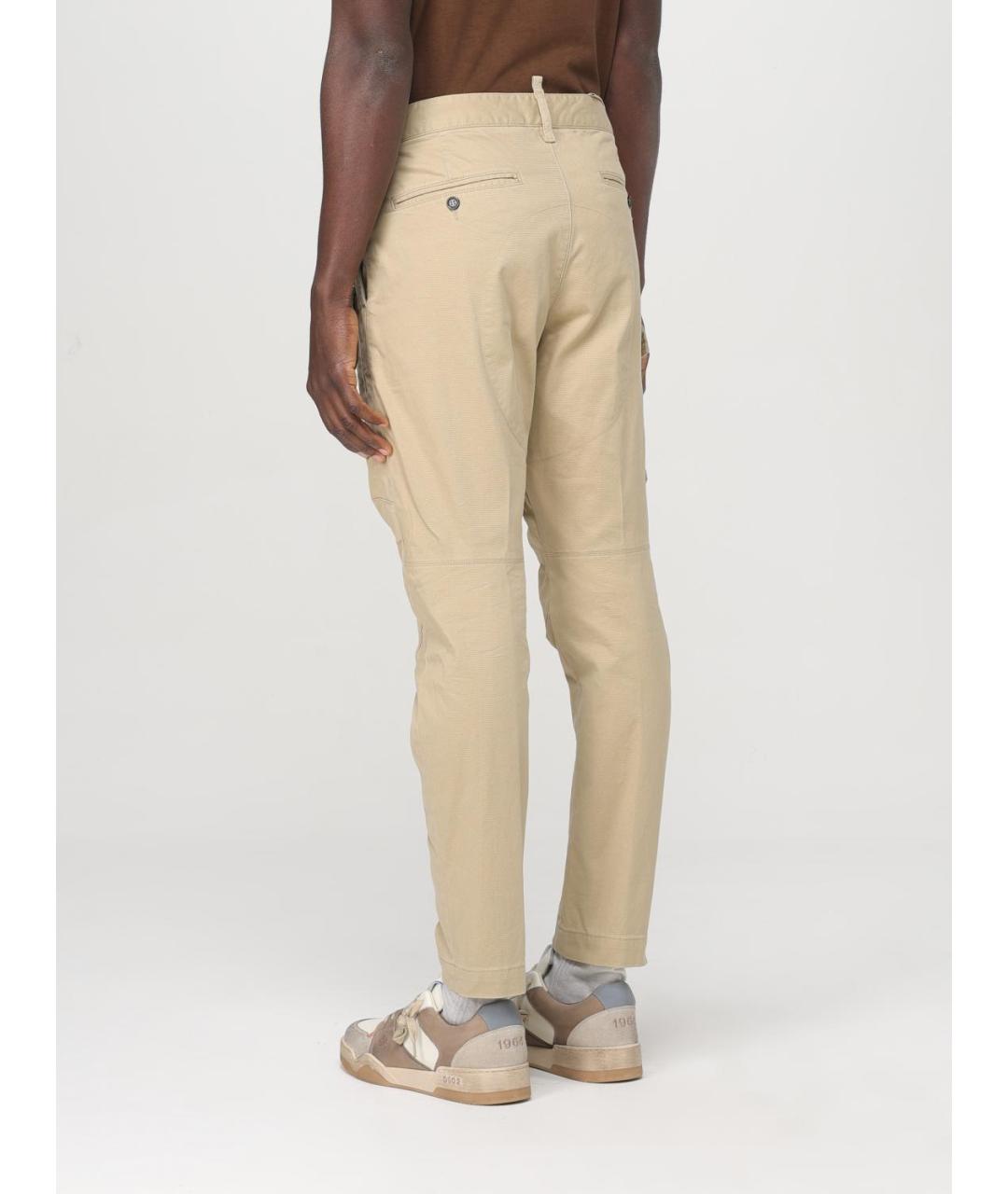 DSQUARED2 Бежевые хлопковые повседневные брюки, фото 3