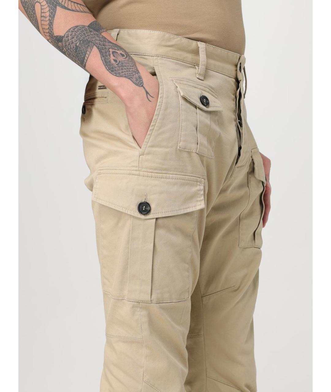 DSQUARED2 Бежевые хлопковые повседневные брюки, фото 5