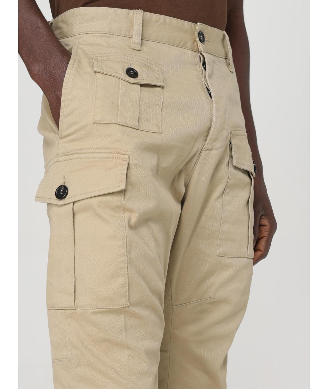 DSQUARED2 Бежевые хлопковые повседневные брюки, фото 4